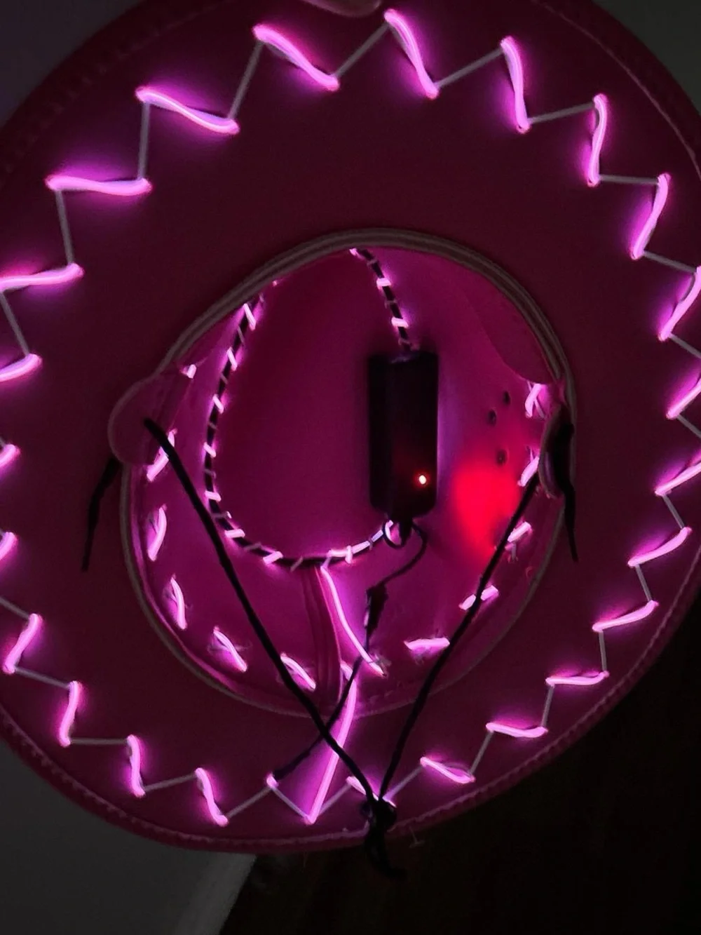 Pink cowboy hat western party hat with lights